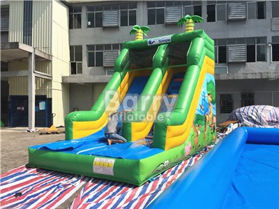 China Industrial Full Printing Zoo Jungle Inflatable Slides For Sale BY-DS-079